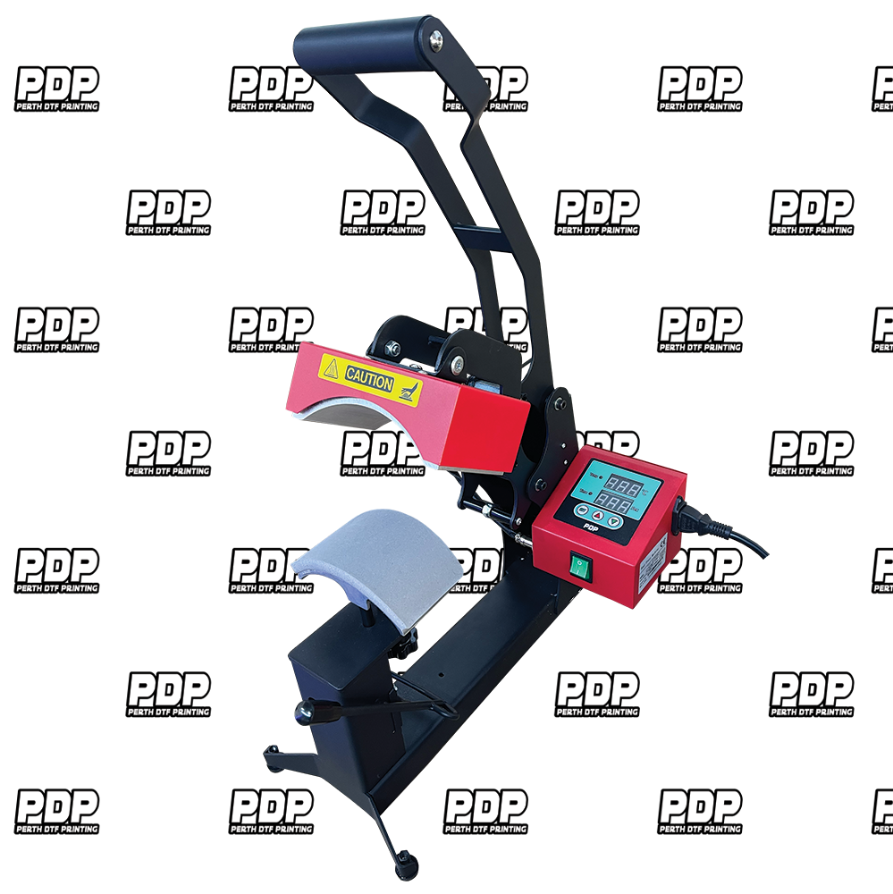 Red cap heat press open from PerthDTfprinting in stock in Perth 