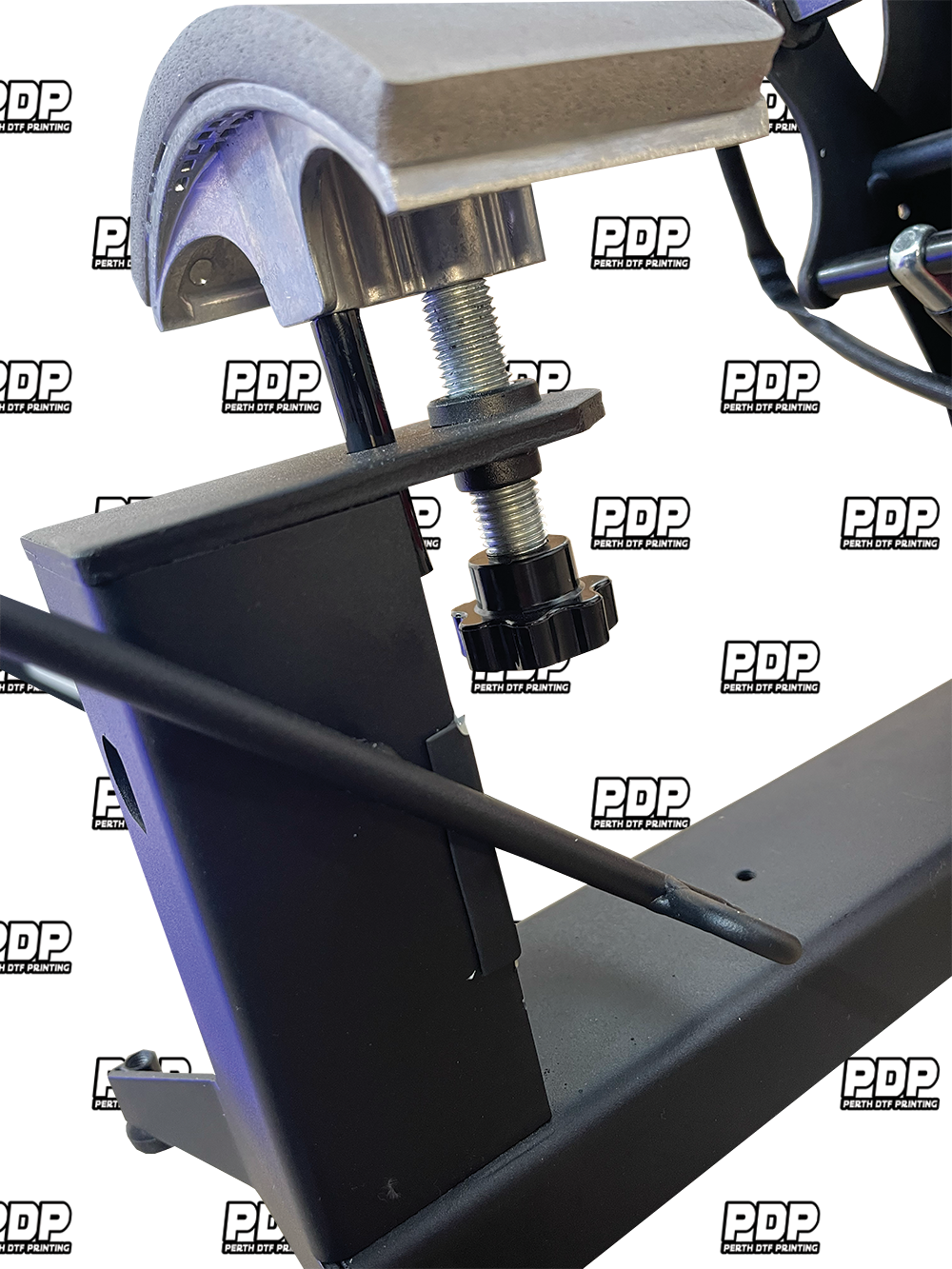 Wide Lower view of a cap heat press