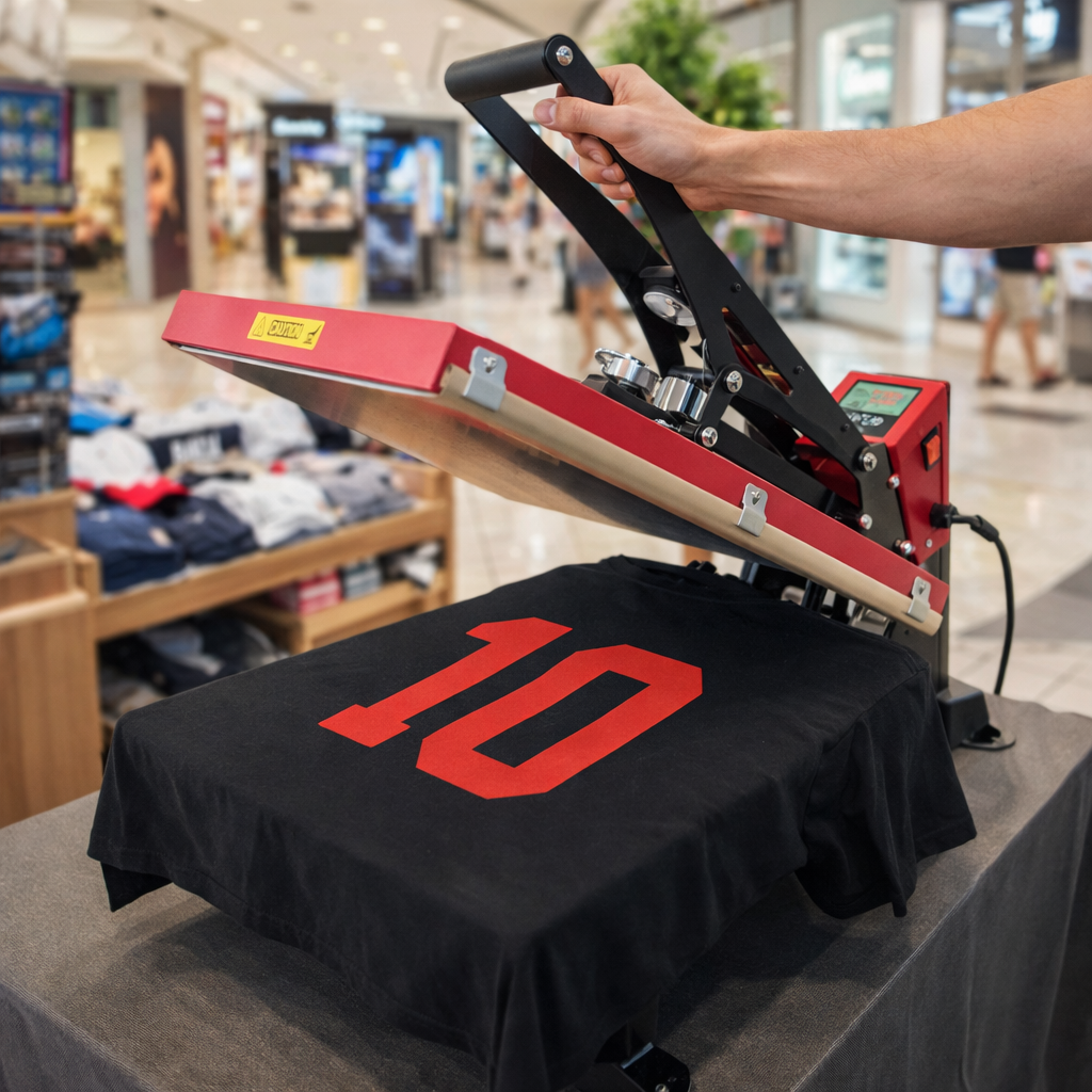 Large Professional Heat Press Machine Rental – 60×40cm Semi-Auto with Drawer (Perth)